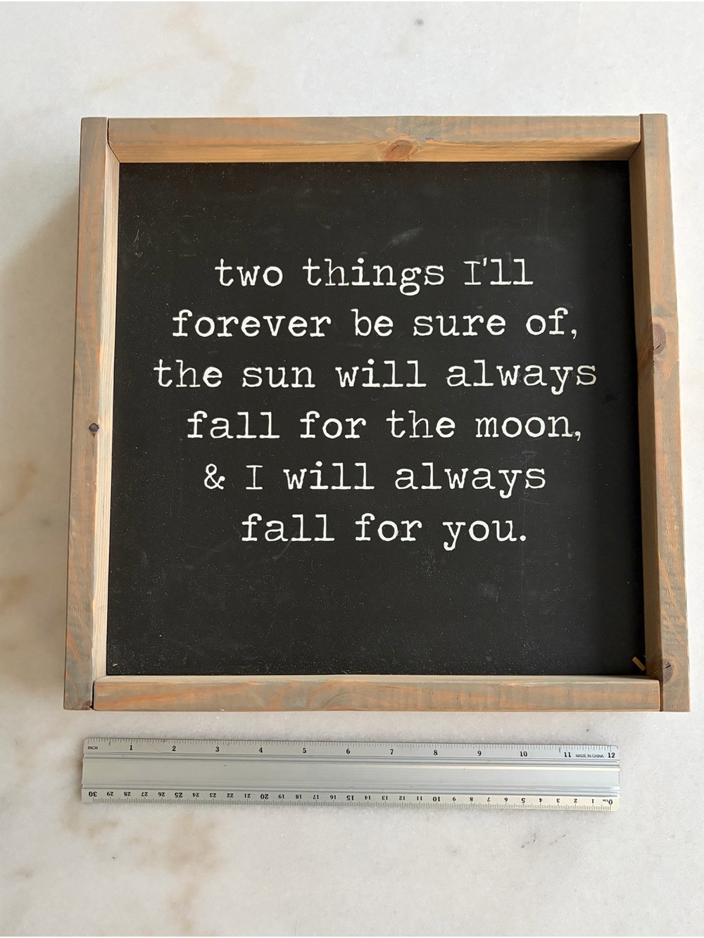 Rustic Black and Natural Wood Wall Signs x 2  - Romantic Quote